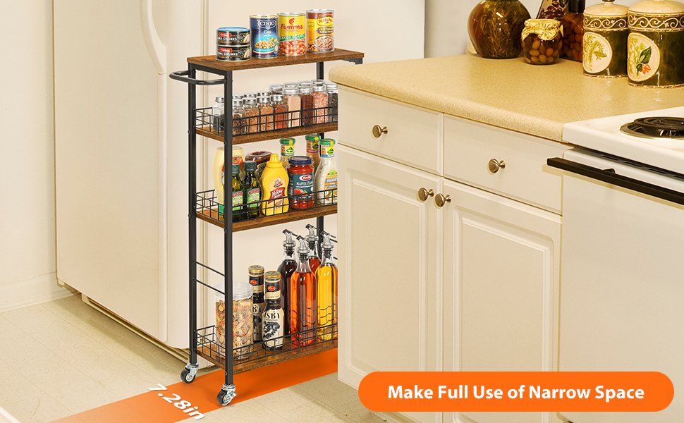 4 Tier Slim Storage Cart