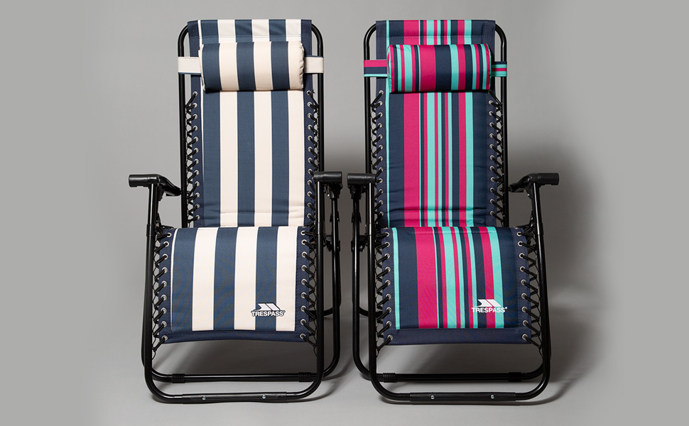 padded sun lounger available in multiple colours blue striped white striped pink striped sunlounger