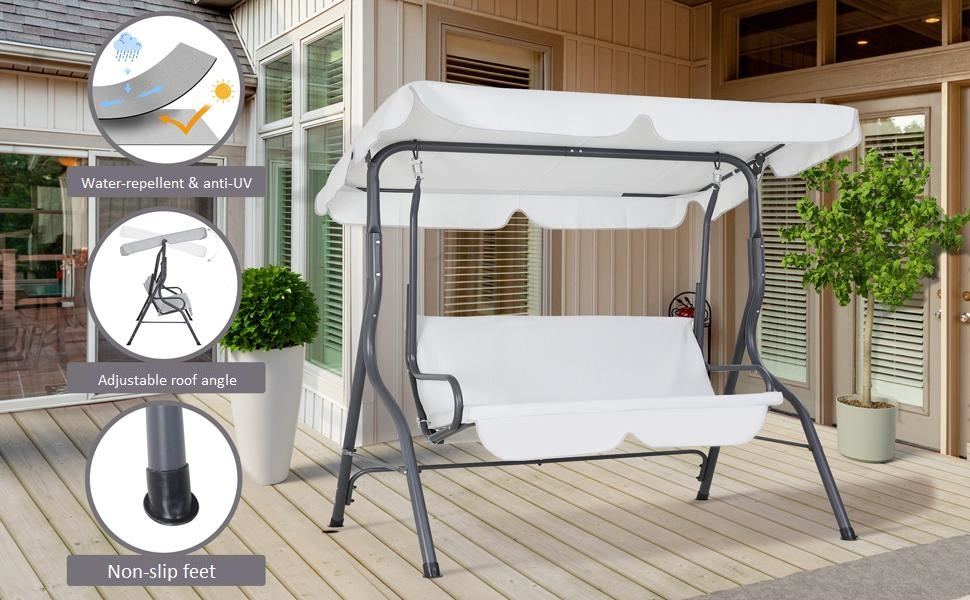 Garden swing bench outdoor furniture seat canopy lounger two-seater chair patio bench rocker roof