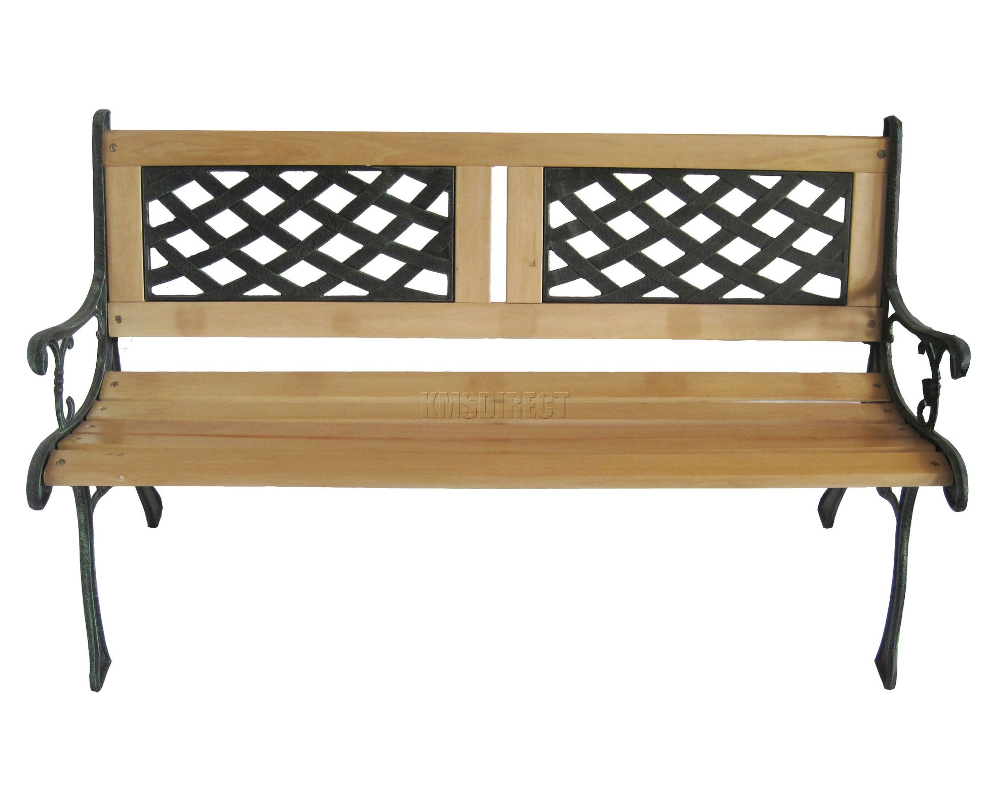 BIRCHTREE 3 Seater Outdoor Wooden Garden Bench Cast Iron Legs Park Seat Furnitur