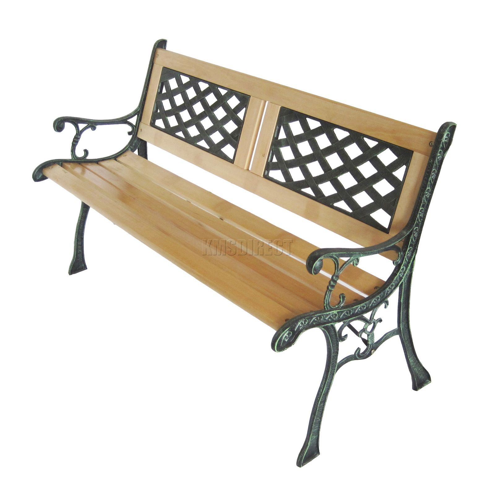 BIRCHTREE 3 Seater Outdoor Wooden Garden Bench Cast Iron Legs Park Seat Furnitur