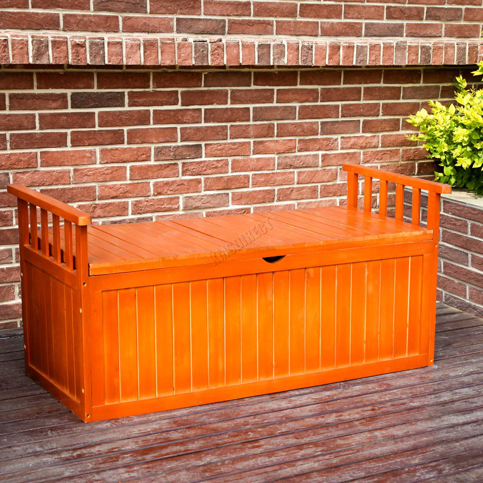 BIRCHTREE Wooden Garden Bench 2 Seater Storage Box with Lid Outdoor Patio Deck