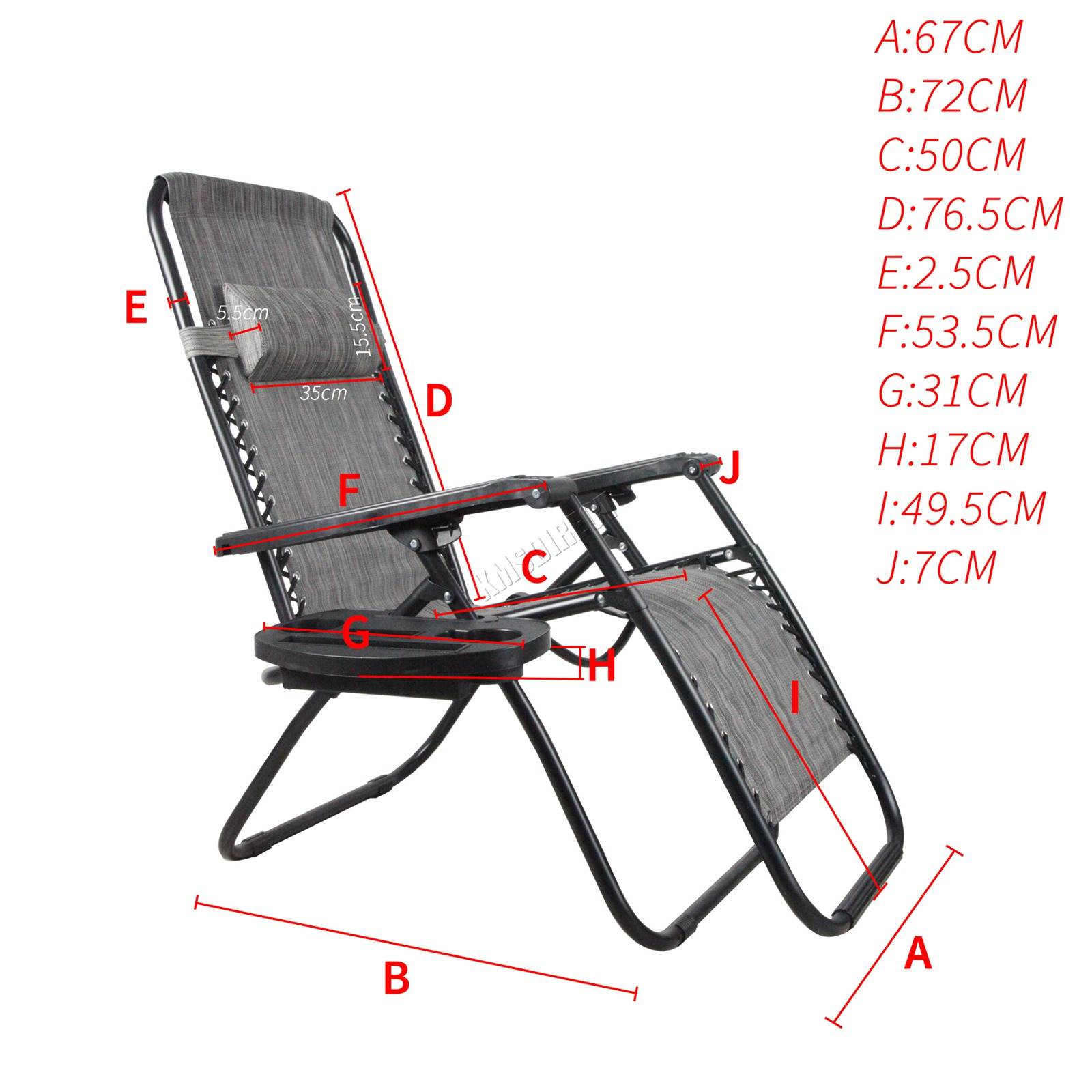 BIRCHTREE Folding Garden Patio Chair Sun Lounger Recliner Zero Gravity Set of 2