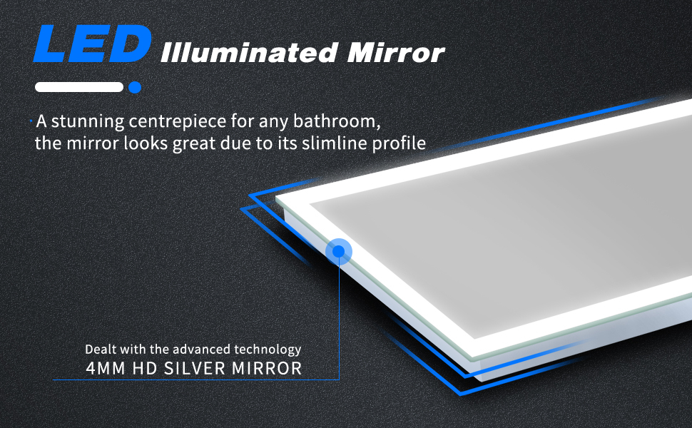 ELEGANT 500 x 700 mm Vertical Illuminated LED Bathroom Mirror Light Touch Sensor with Demister