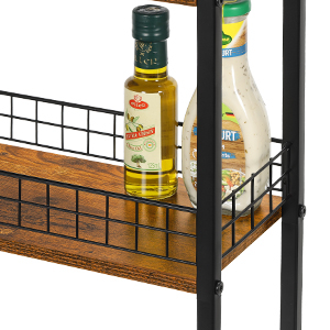 Mobile Narrow Cart with Wooden Tabletop 