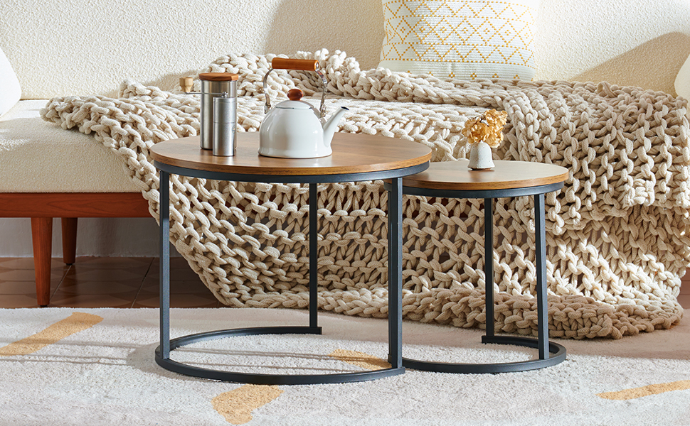 round coffee table set of 2